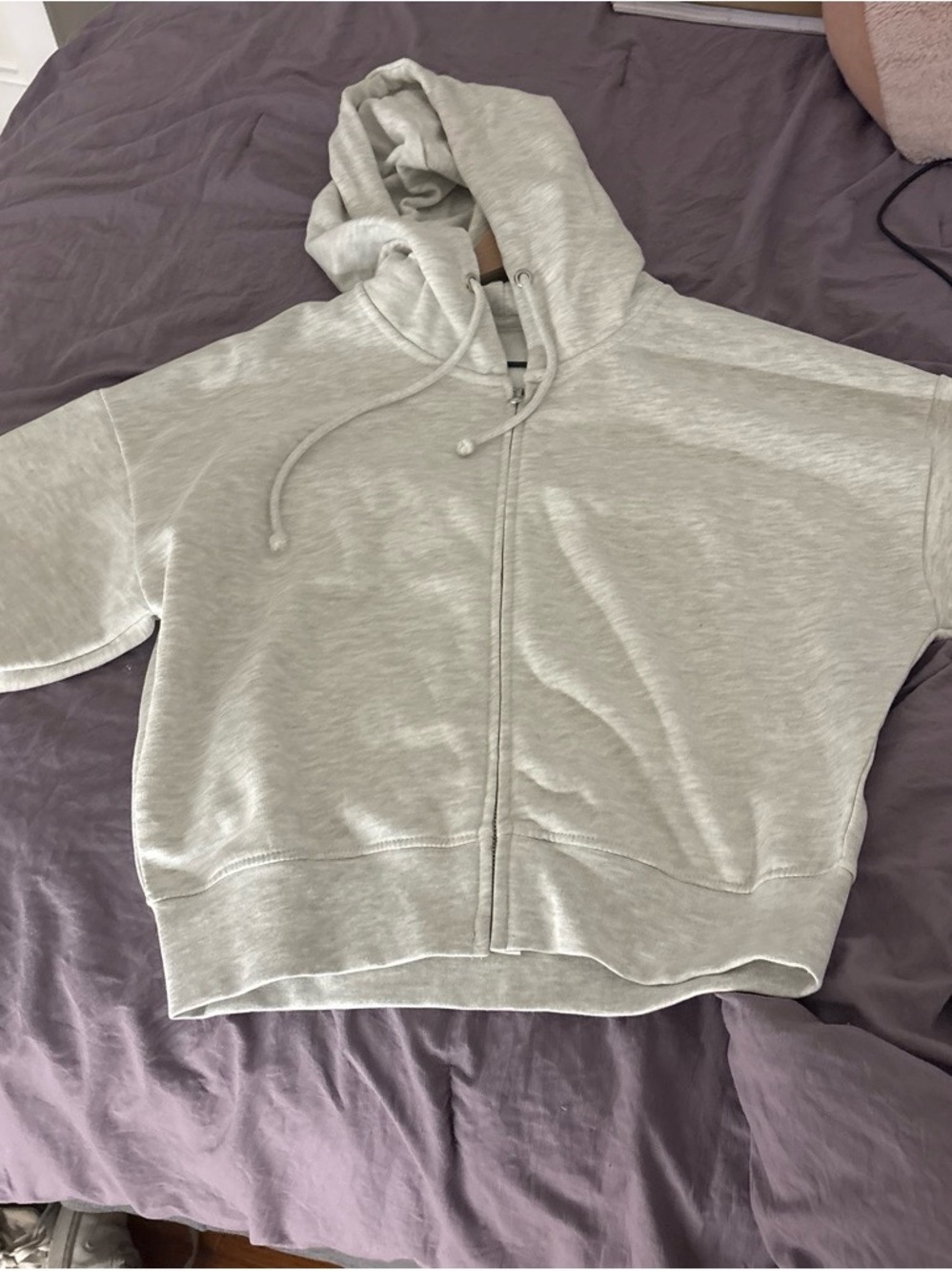 Light Heather Gray Zip Hoodie Sweater